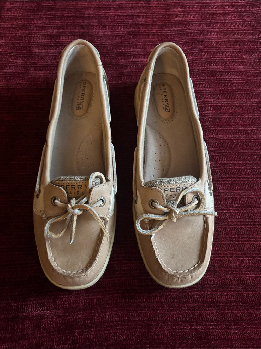 Sperry Women’s Beige/Tan Leather Moccasin Boat Shoes